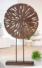 Scheibe Rond Houten Reliëf Bruin