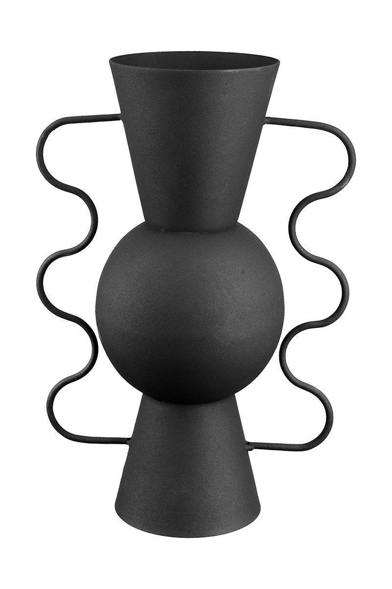 Zwarte Metalen Vaas Brocca 28 cm