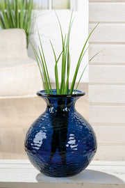Donkerblauwe bolvaas Pietro 33 cm