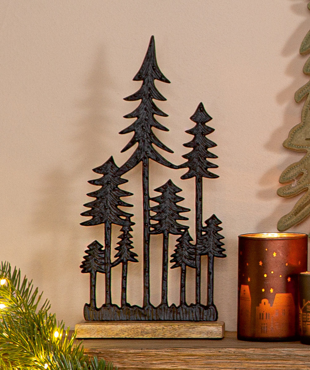 Staand Boomreliëf Wood Zwart 35 cm