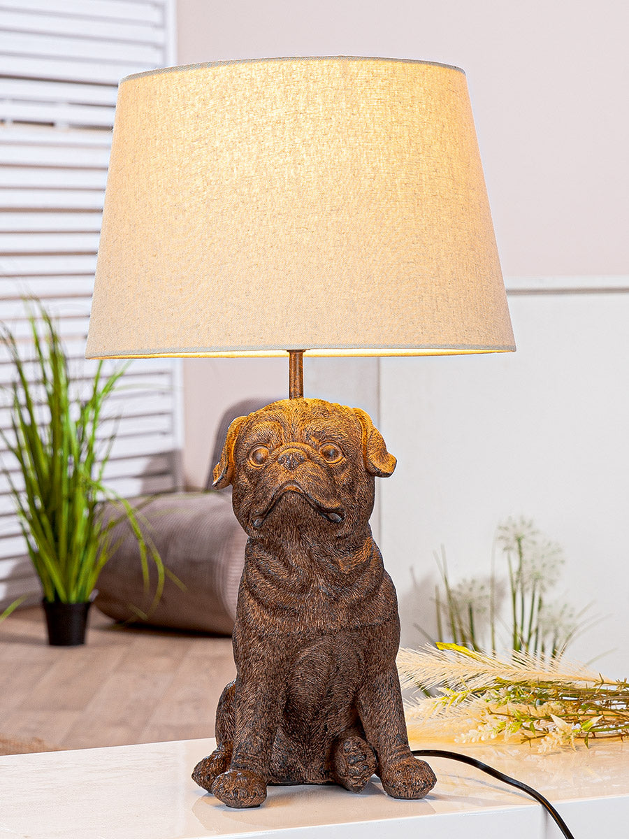 Mops Hond Tafellamp Donkerbruin