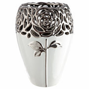Rose Vaas Wit Zilver Keramiek