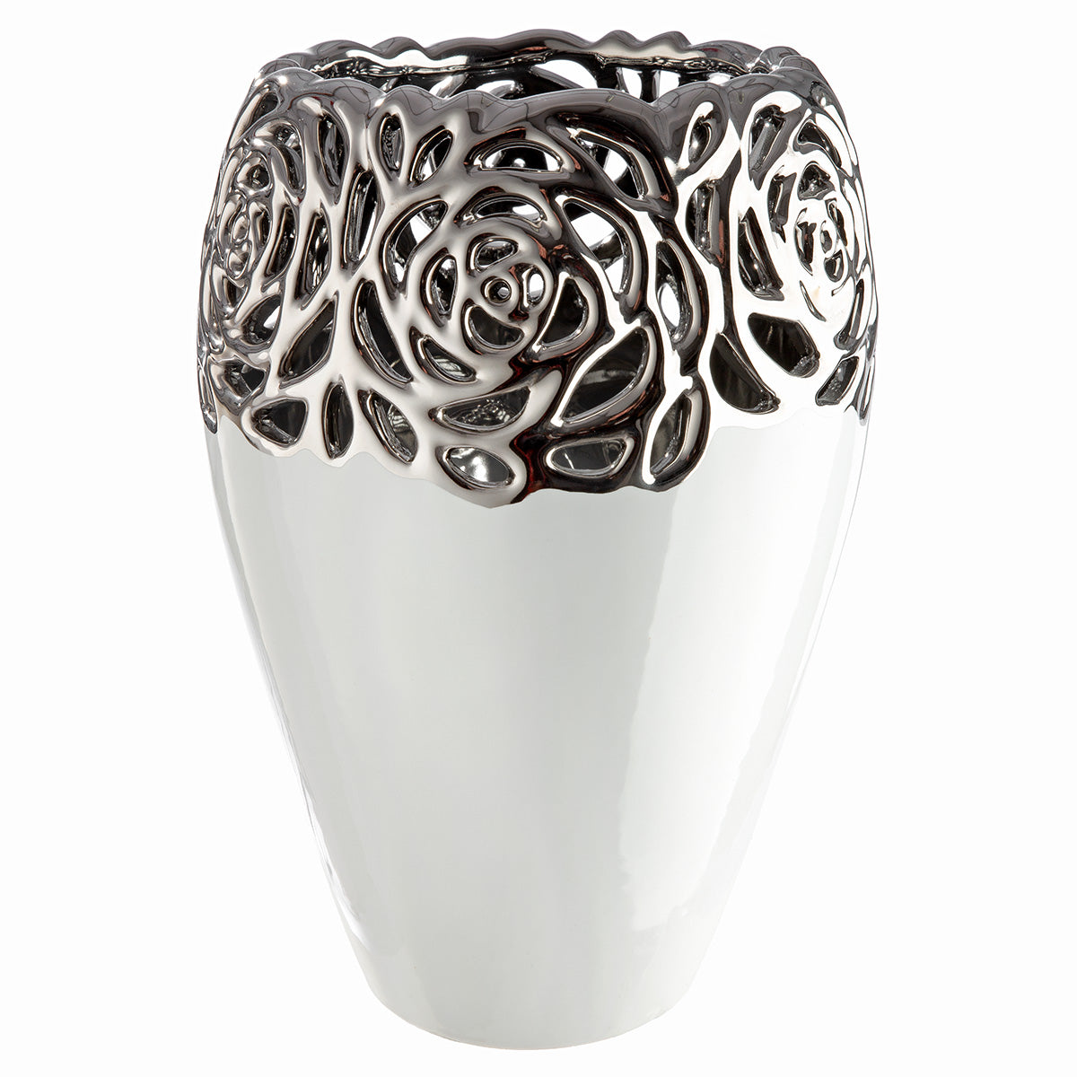 Rose Vaas Wit-Zilver 23.5 cm