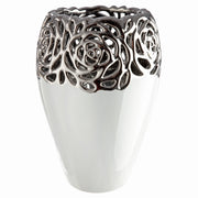 Rose Vaas Wit Zilver Keramiek