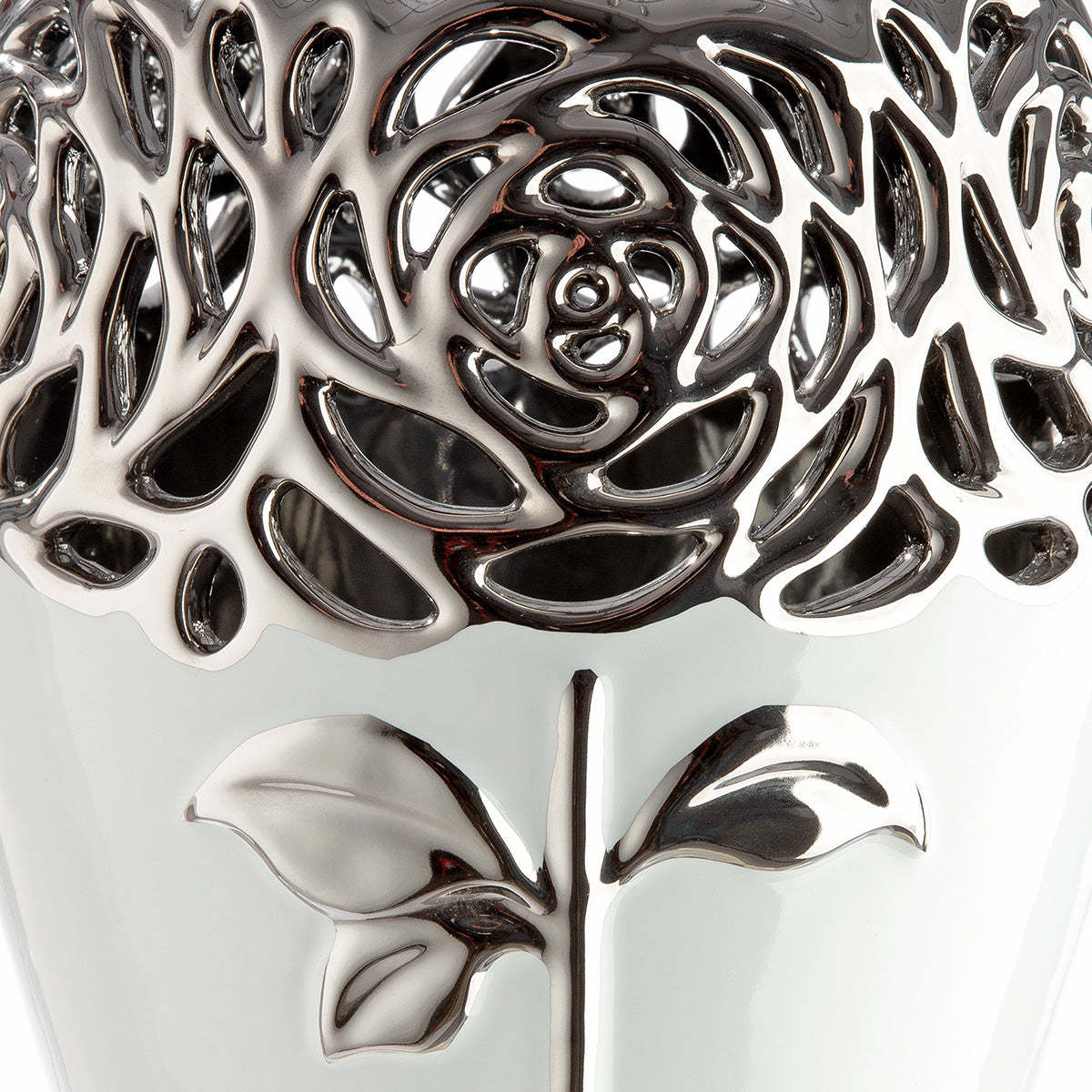 Rose Vaas Wit-Zilver 23.5 cm