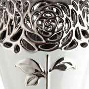 Rose Vaas Wit Zilver Keramiek