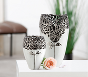 Rose Vaas Wit Zilver Keramiek