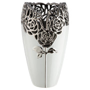 Rose Vaas Wit Zilver Keramiek