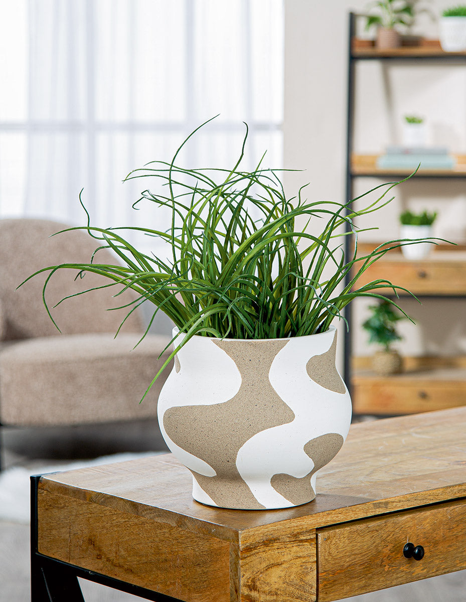 Areno Ronde Vaas Beige-Wit 20 cm