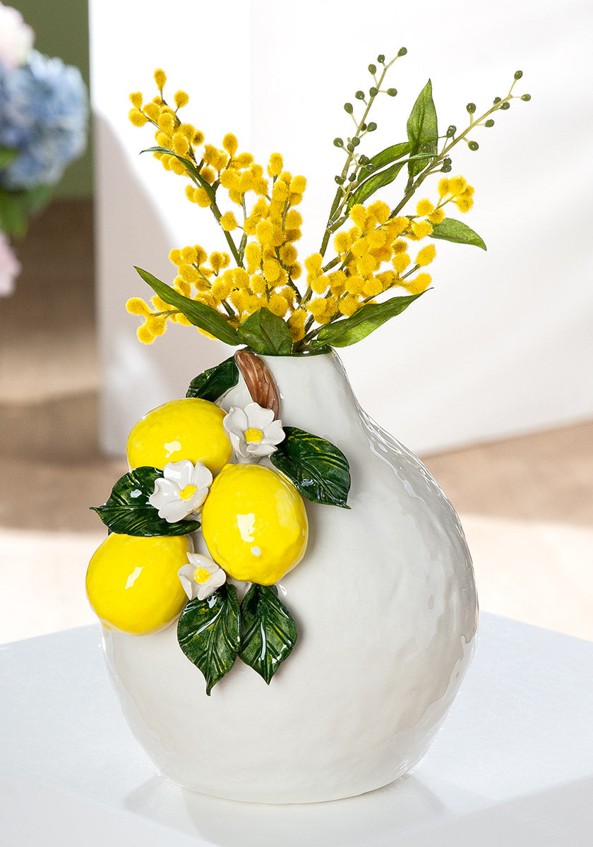Amalfi Bolvaas Wit Geel 21 cm