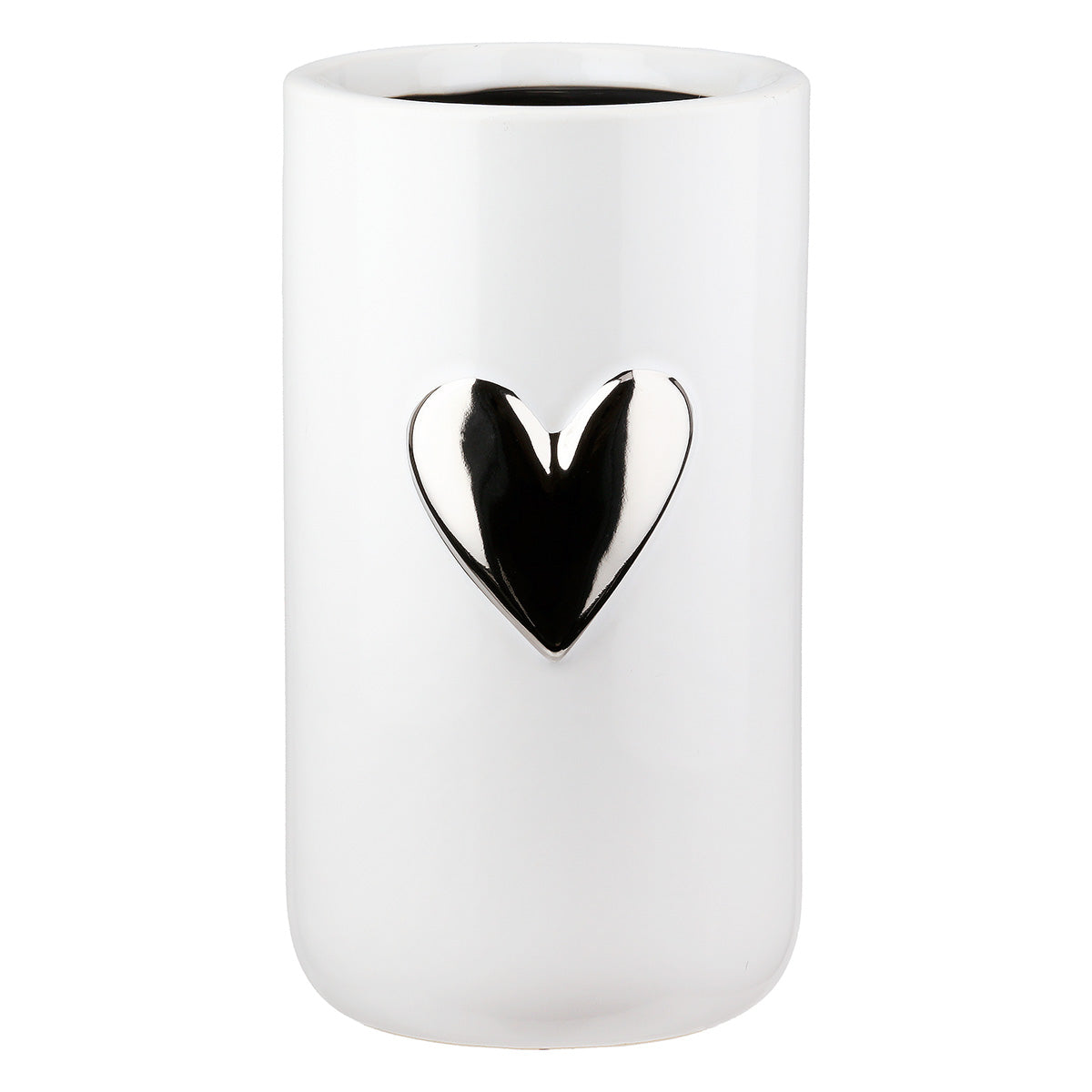 Modern Heart Vaas Wit-Zilver 15.5 cm