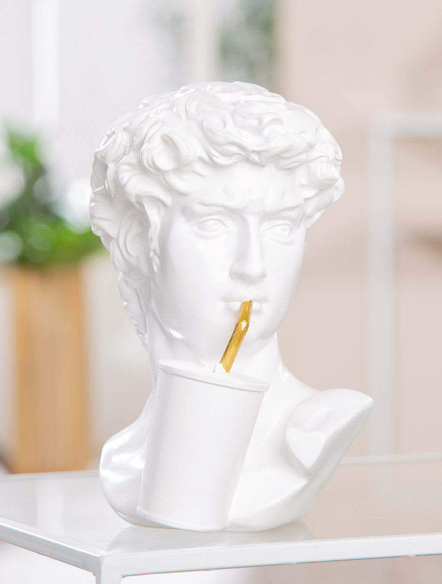 David Buste Sculptuur Poly Wit