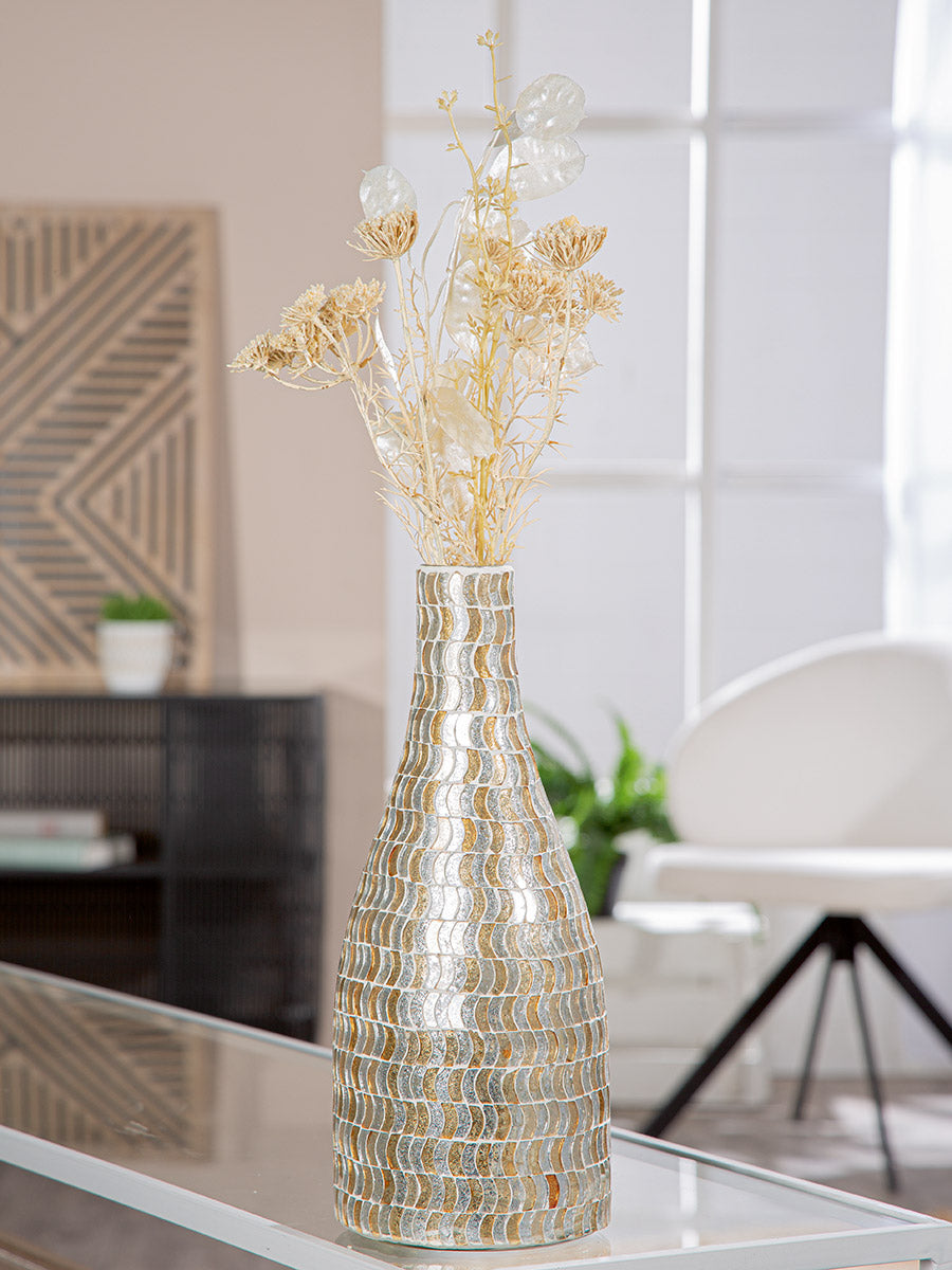 Sanga mozaïekvaas goud-zilver 32 cm
