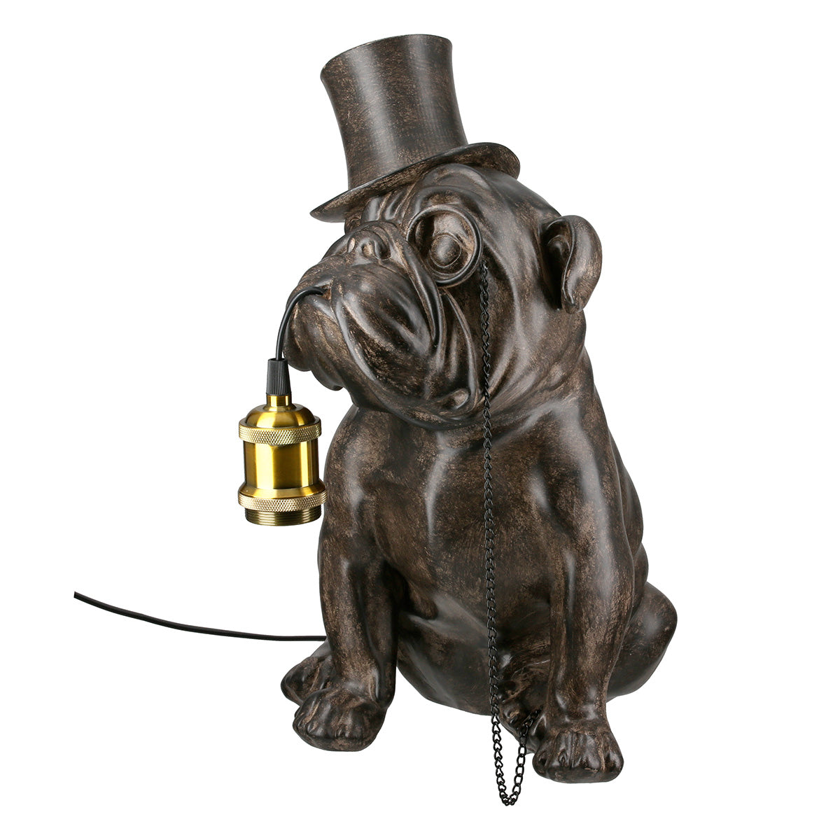 Mops met Monokel Tafellamp Bruin
