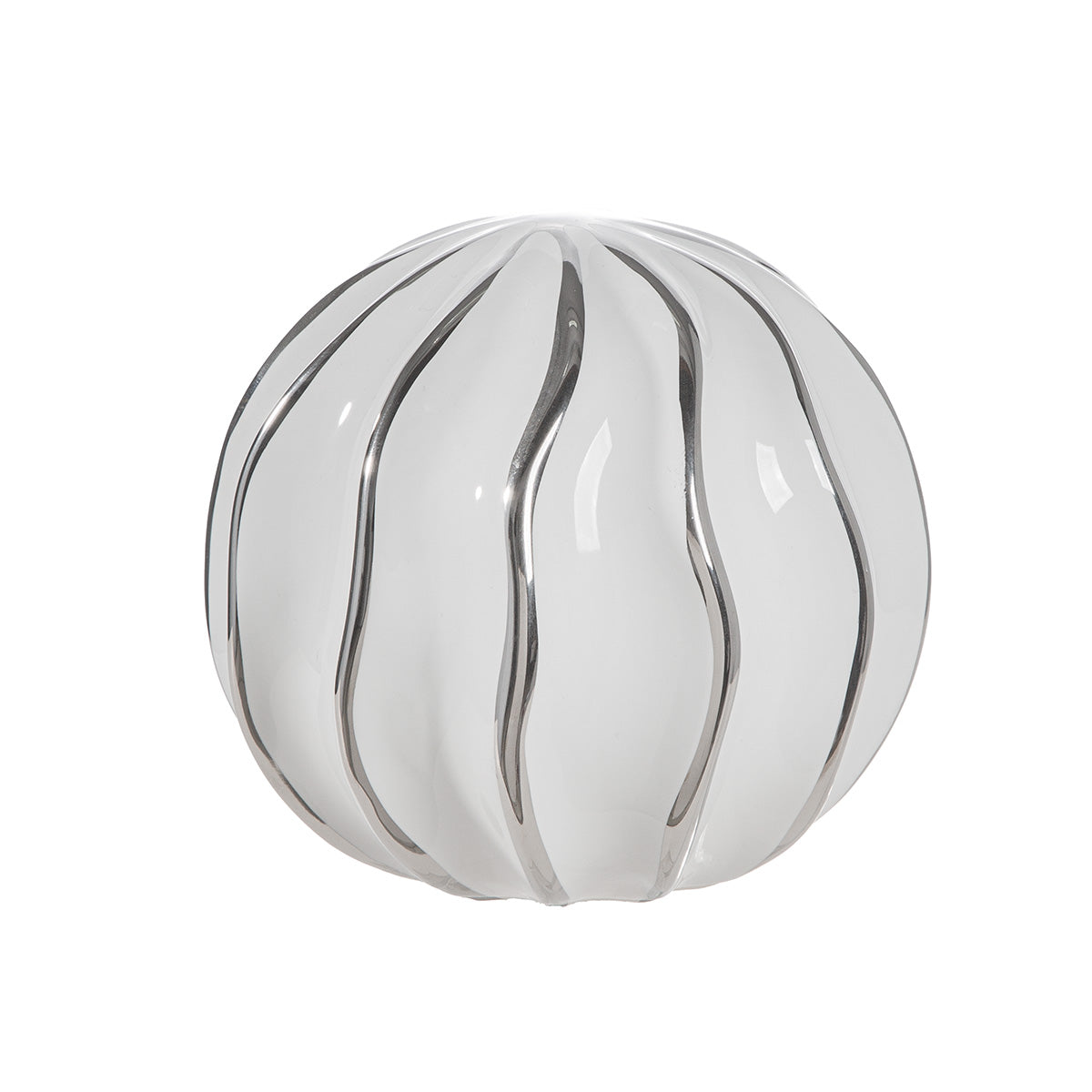 Keramische Decoratiebal Strepen Wit