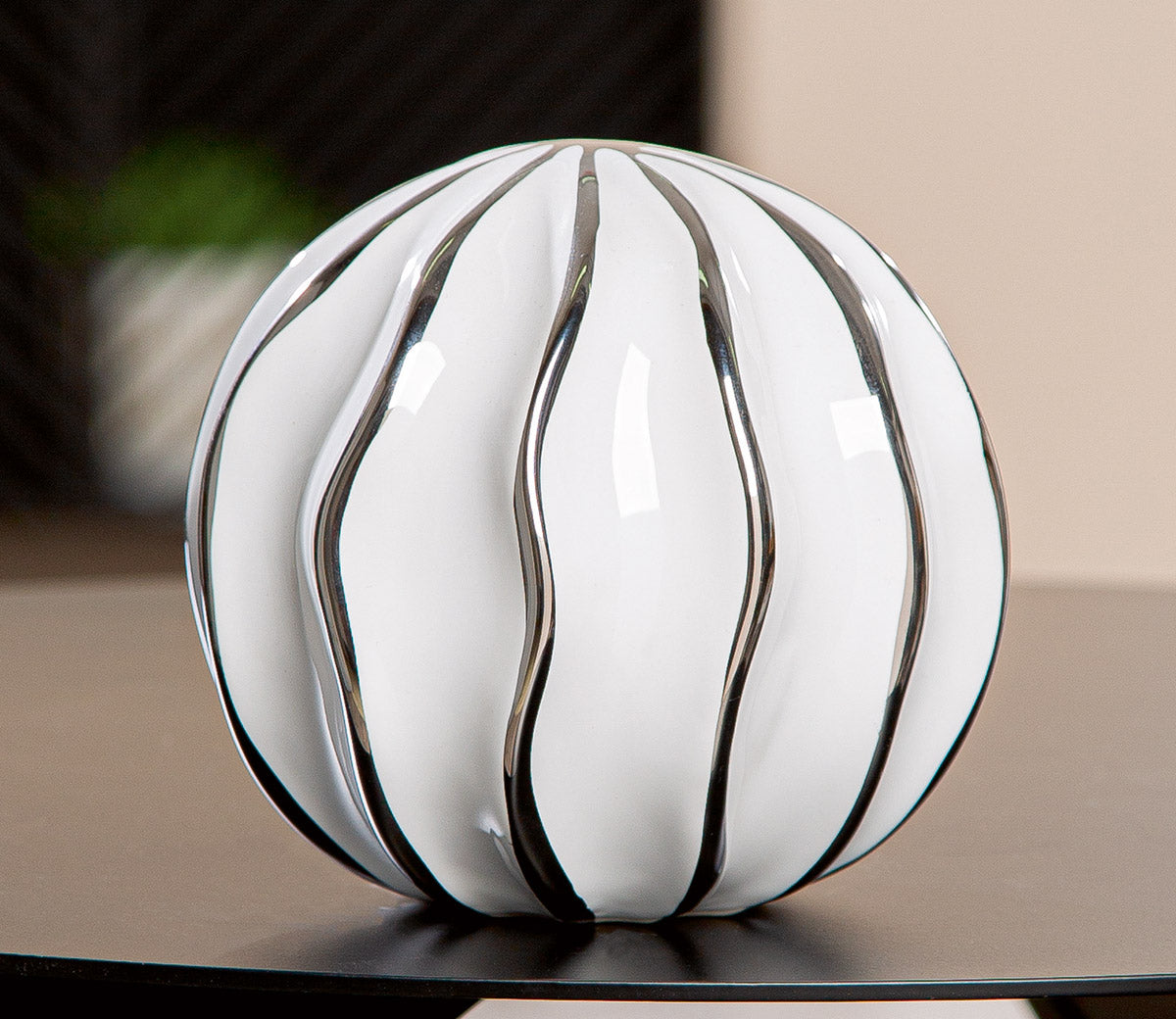 Keramische Decoratiebal Strepen 12.5 cm
