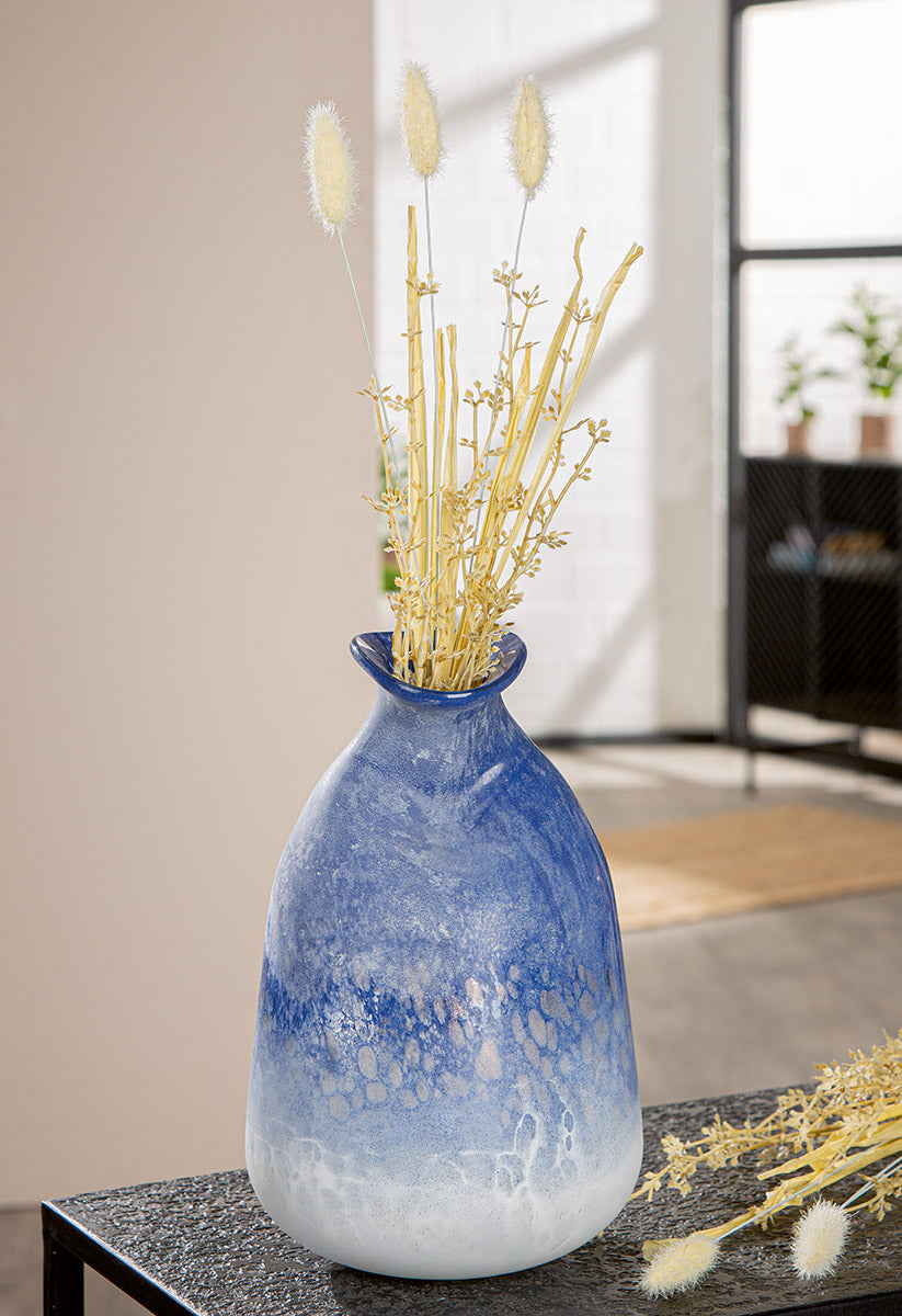 Blauwe glazen vaas Azur 27 cm