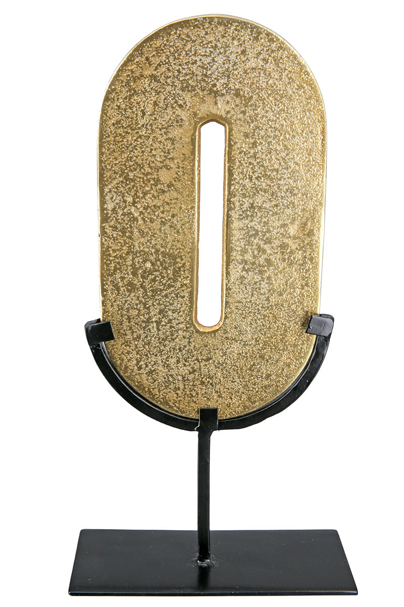 Zero Ovale Aluminium Sculptuur Goud