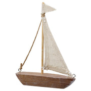 Houten Zeilboot Reliëf 16 cm