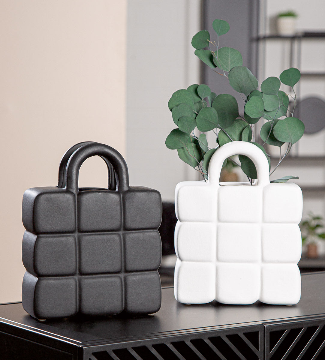 Handtasche Vaas Zwart-Wit 26 cm