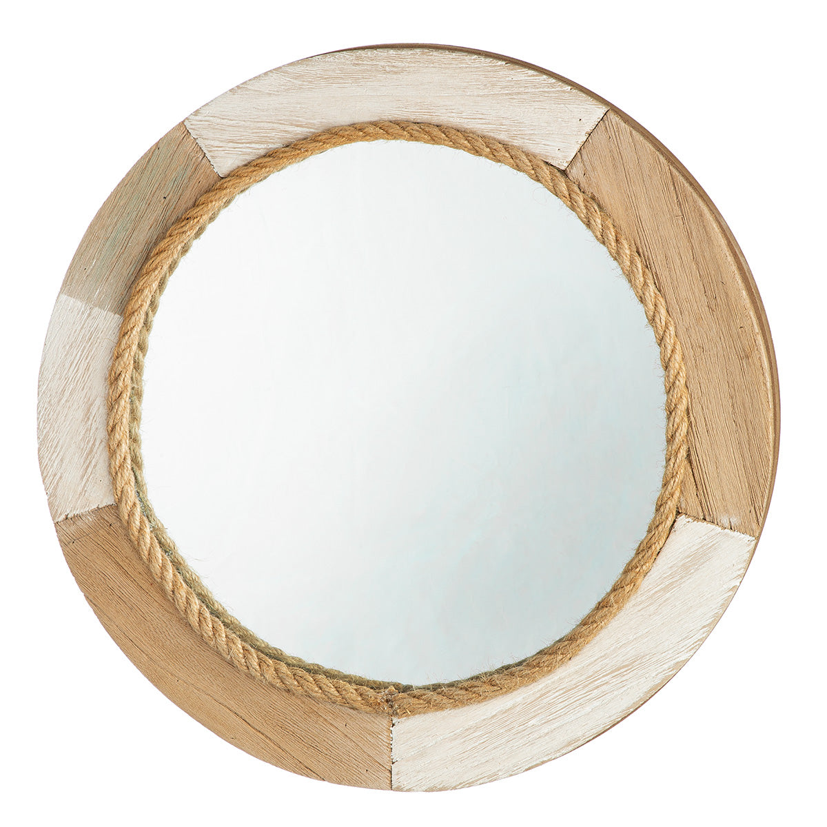 Ronde houten spiegel naturel 39 cm