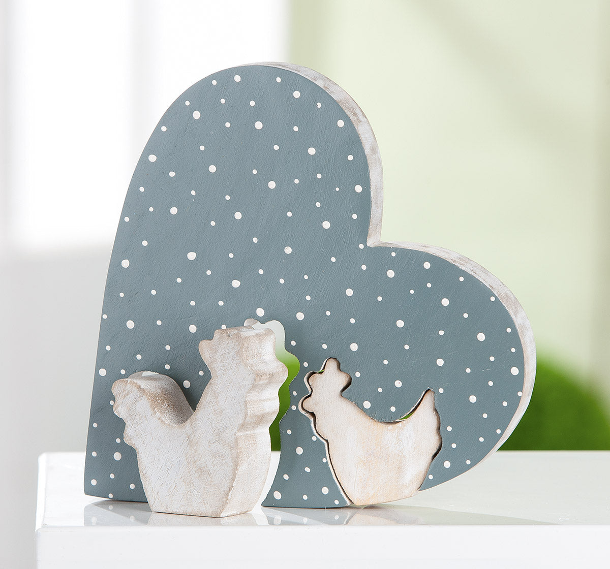 Houten Hart Pointy Kippenmotief