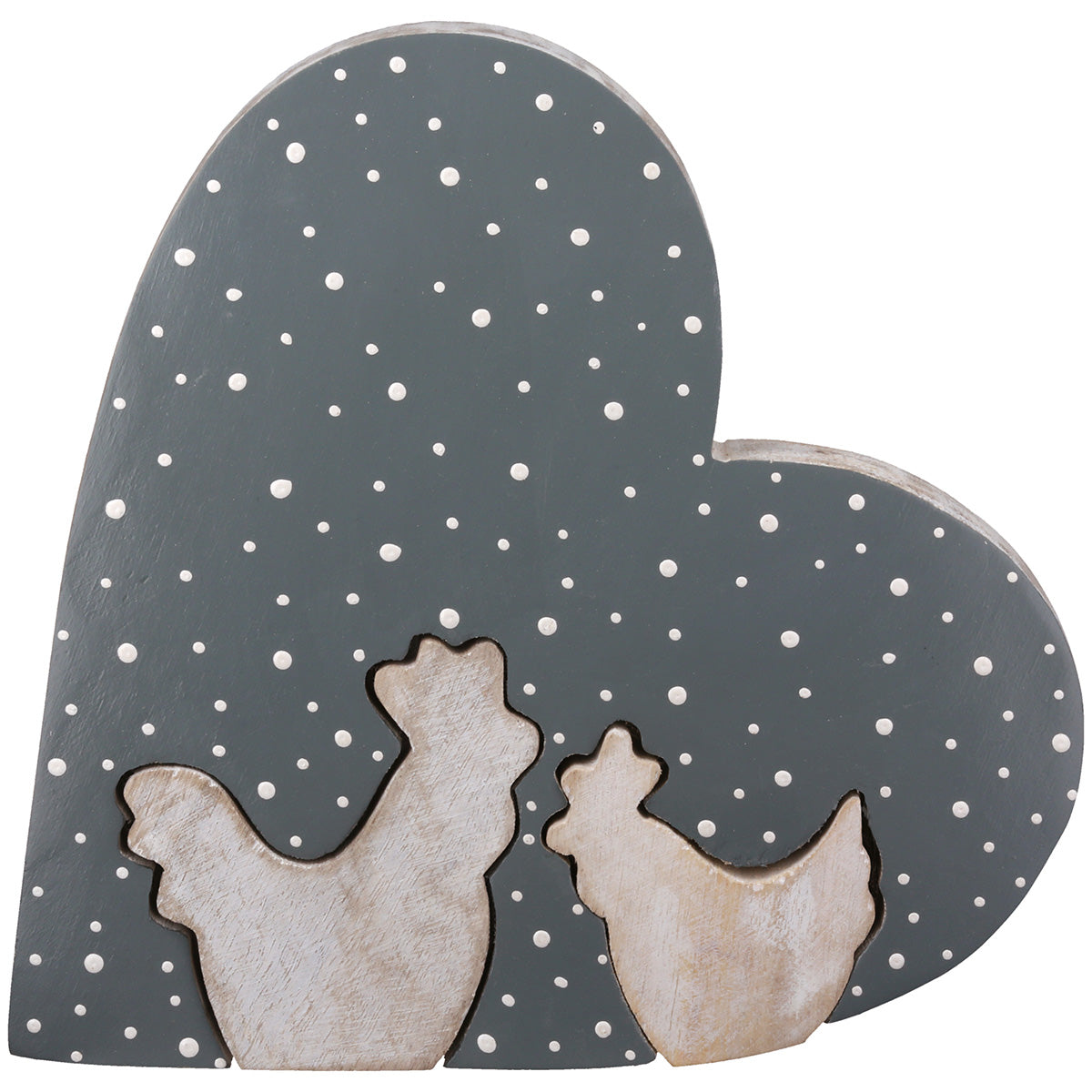 Houten Hart Pointy Kippenmotief