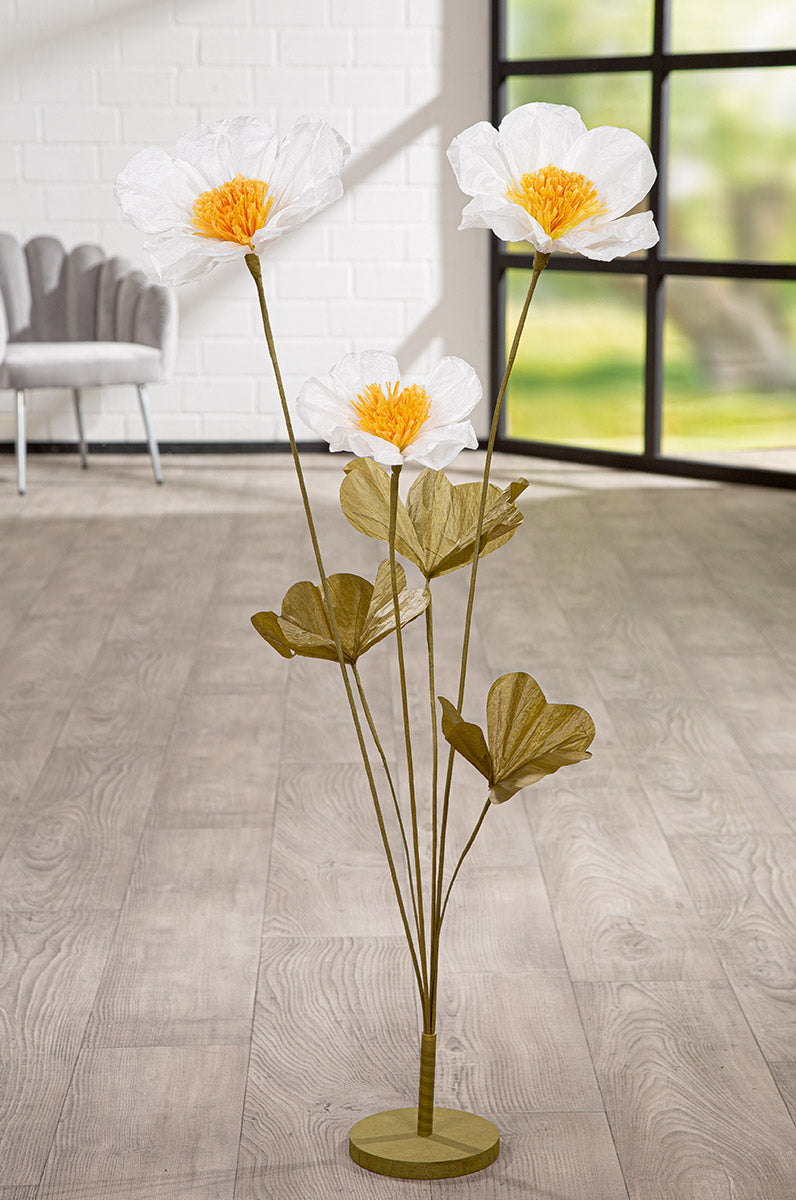 Witte Papieren Bloem Decoratie 105cm