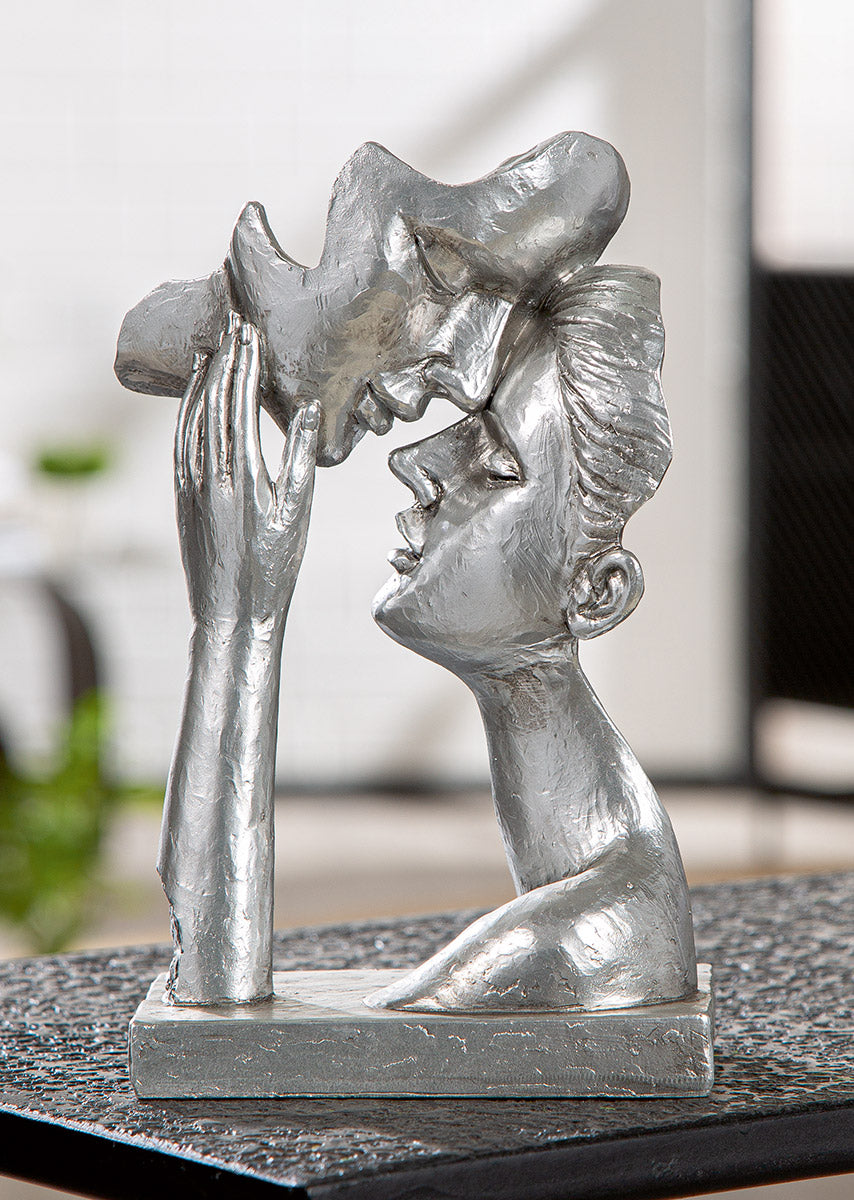 Kissing Couple Paar Sculptuur Zilver