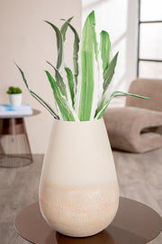 Echo Beige Ronde Metalen Vaas 33 cm