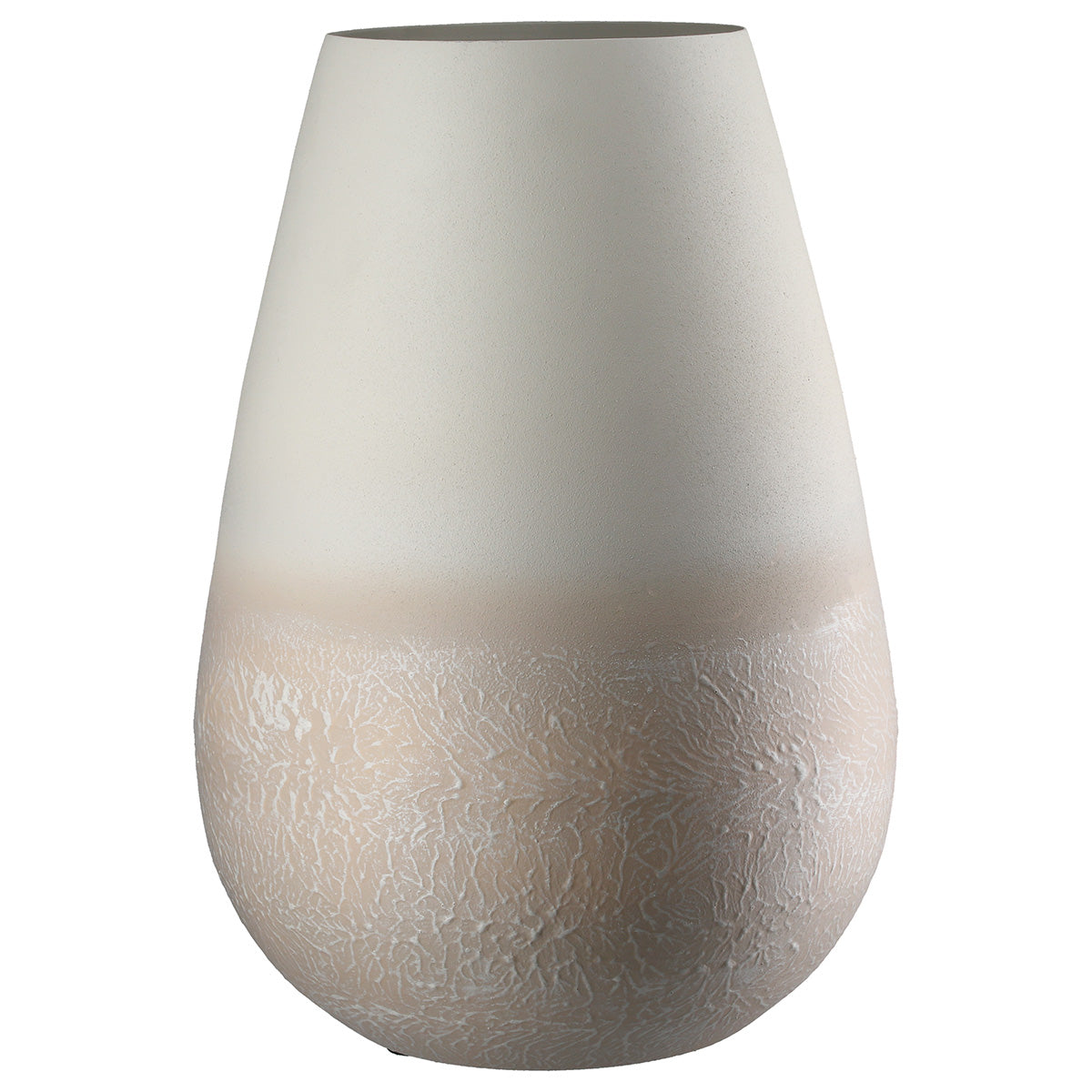 Echo Beige Ronde Metalen Vaas 33 cm