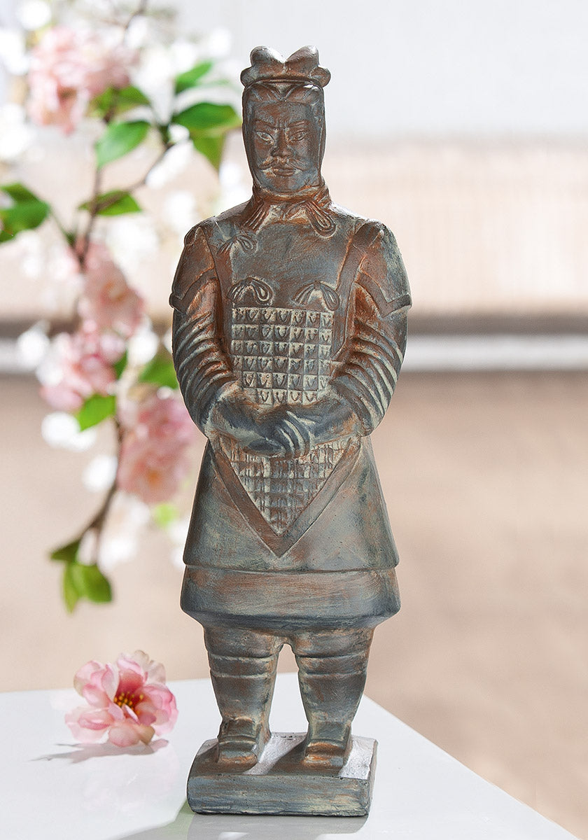 Asia Klei Strijder Sculptuur Grijs