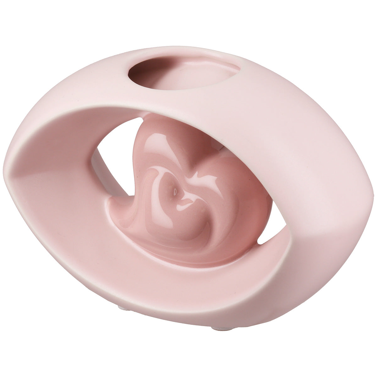 Herz Ovale Vaas Roze Keramiek 10 cm