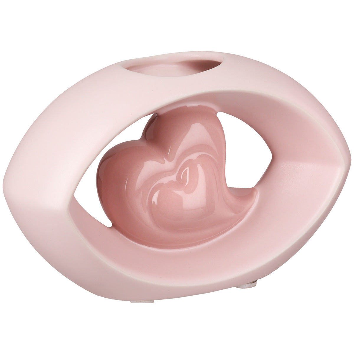 Herz Ovale Vaas Roze Keramiek 10 cm