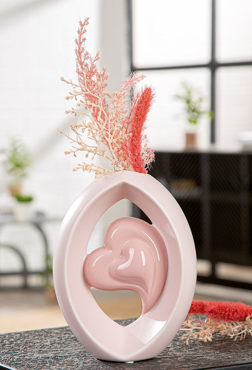 Herz Ovale Vaas Roze Keramiek 20 cm