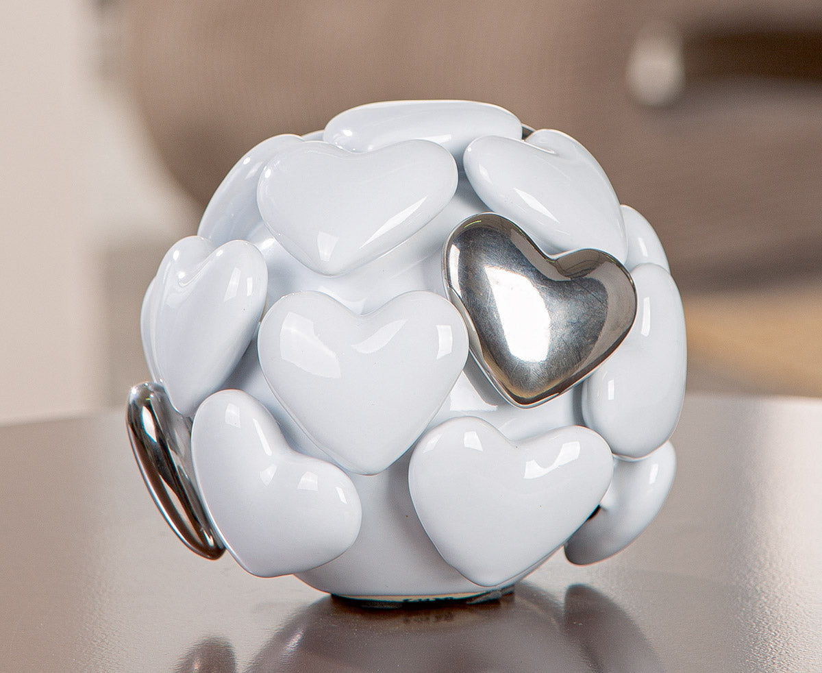 Keramische Decoratiebal Hart Wit