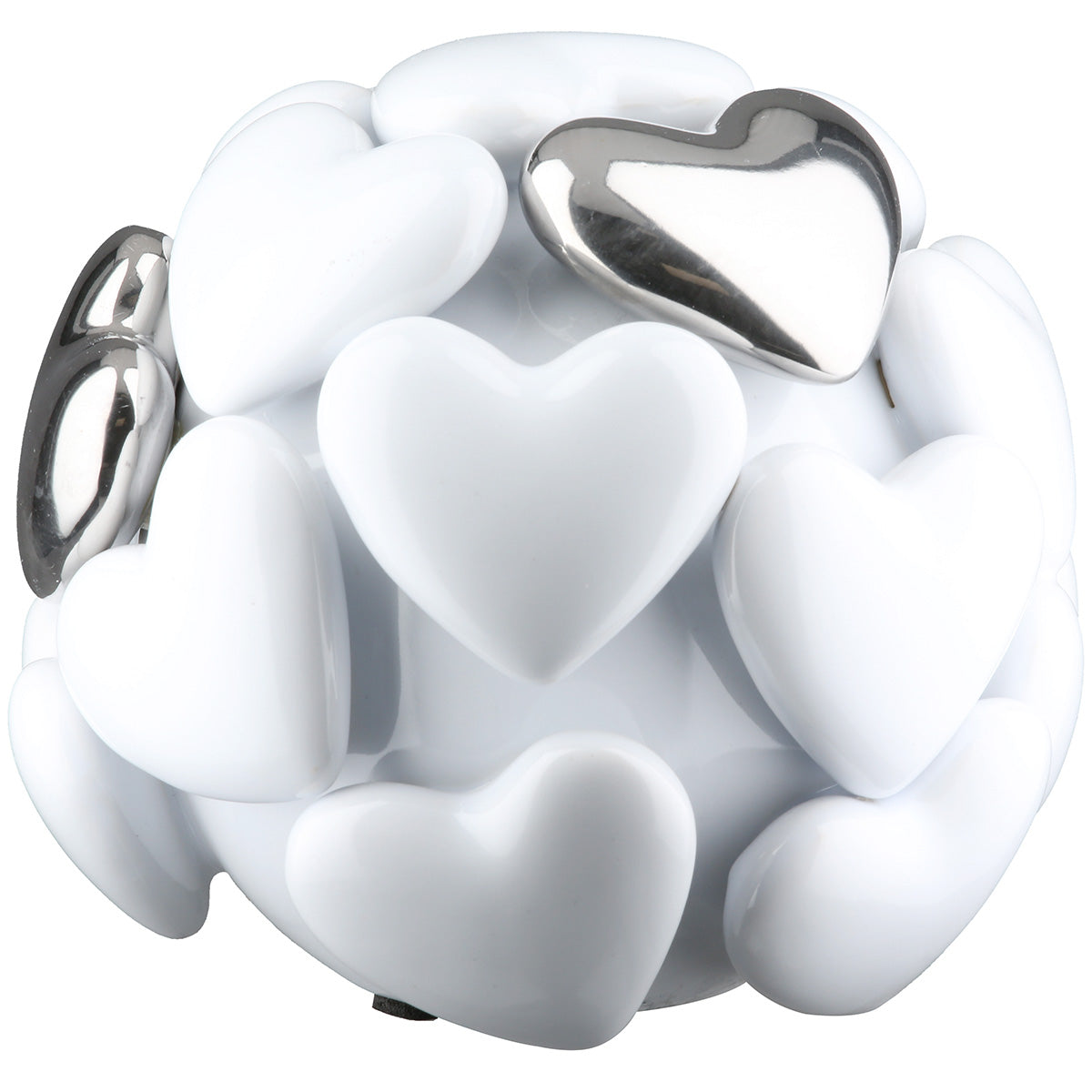 Keramische Decoratiebal Hart Wit