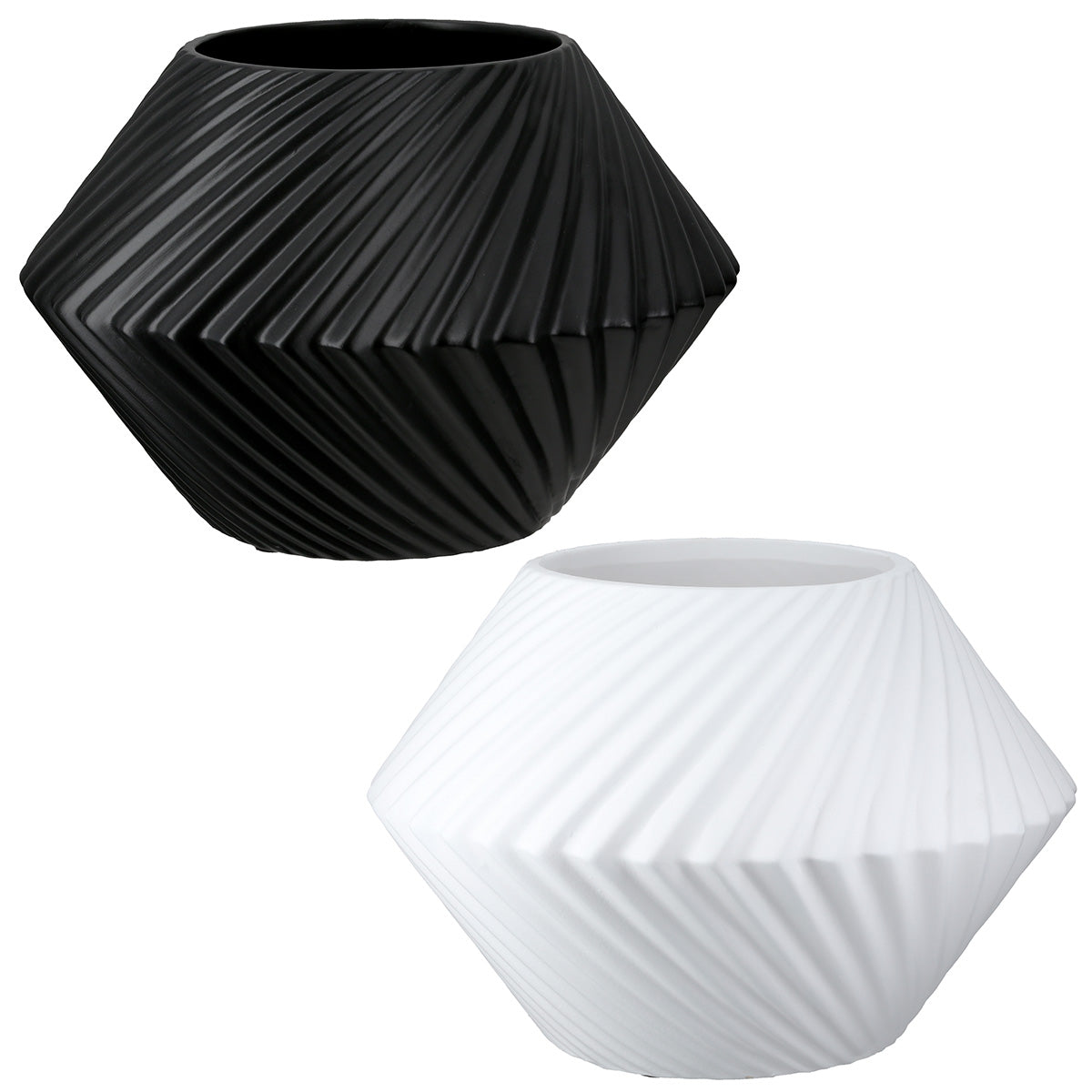 Rillos Ronde Vaas Zwart-Wit 20 cm