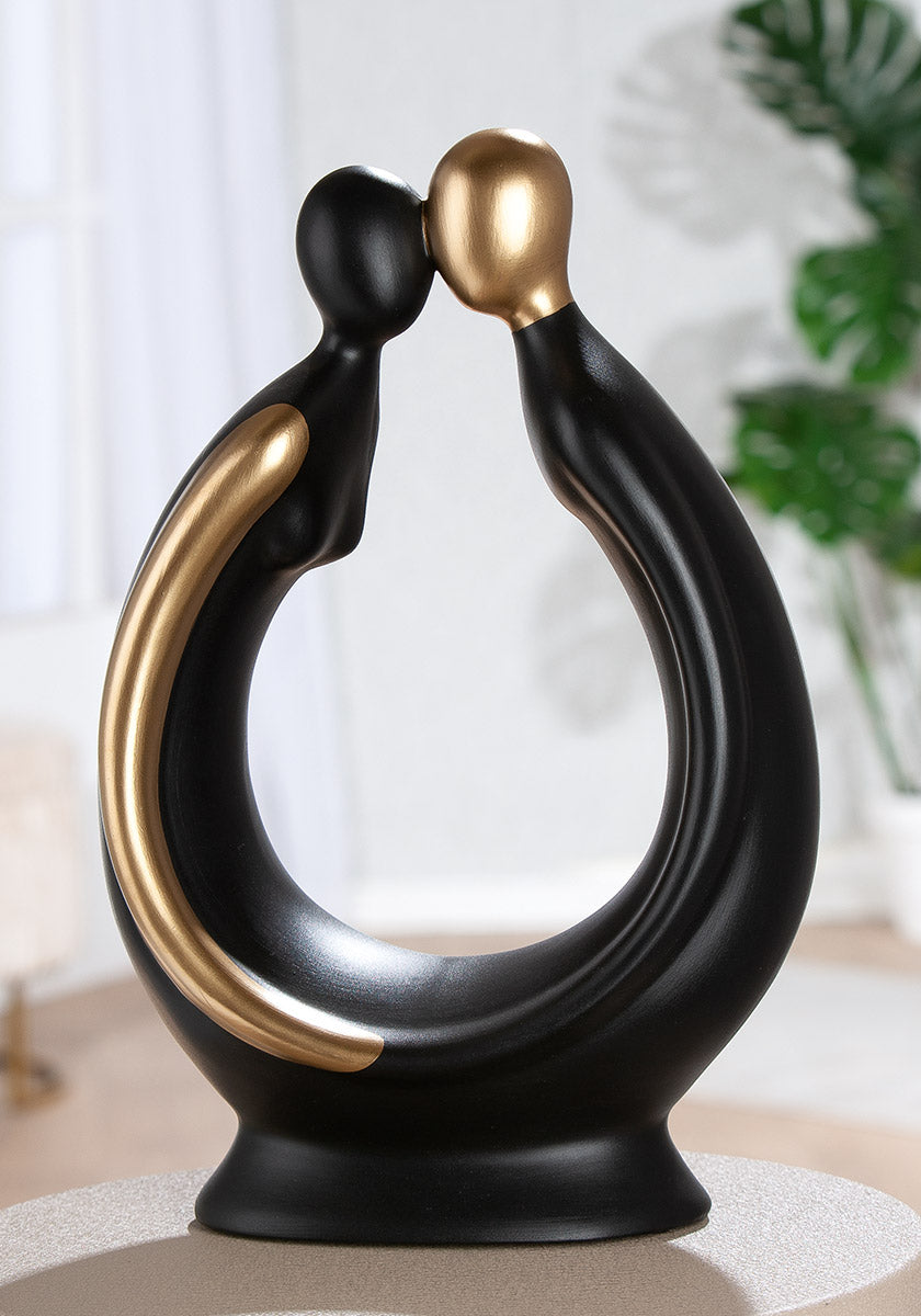 Kissing Beeldpaar Zwart-Goud