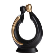 Kissing Beeldpaar Zwart-Goud