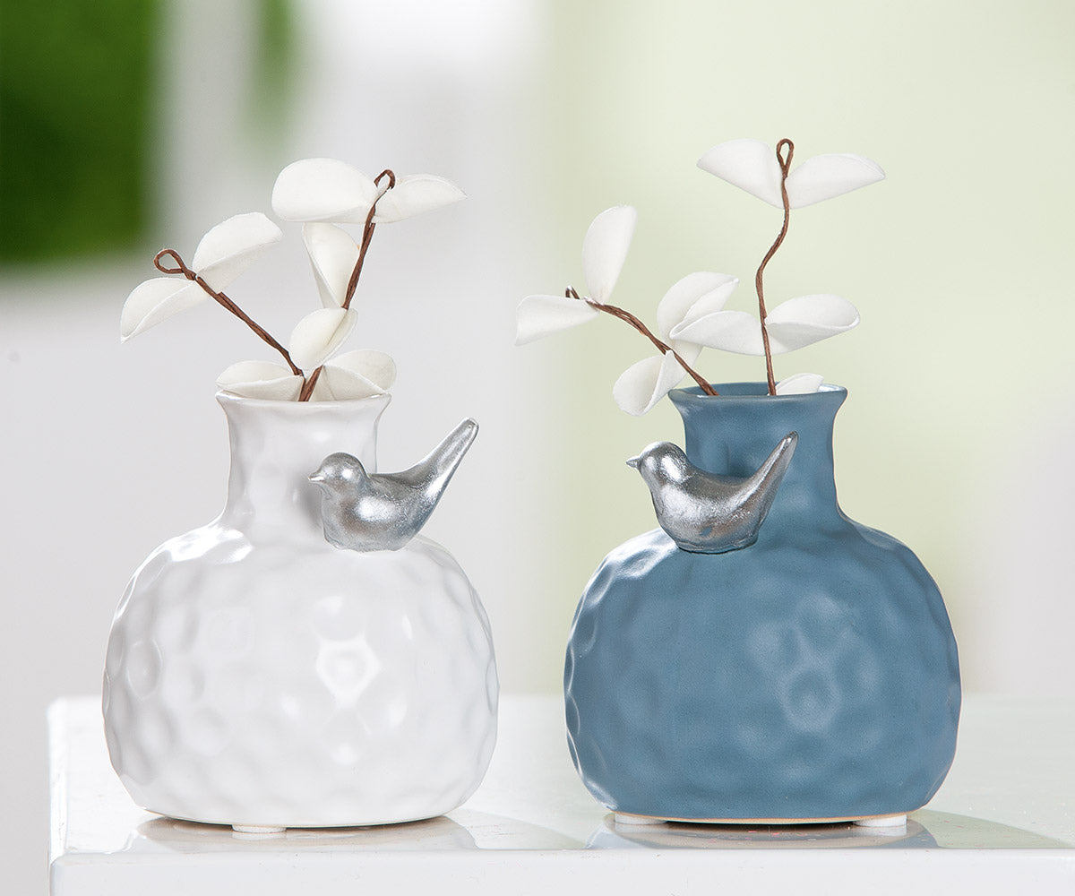 Birdy Halsvaas Blauw Wit 8 cm