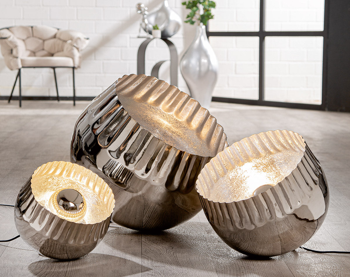 Meteo ronde vloerlamp zilver 52cm