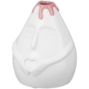 Herz Gezichtsvaas Wit-Roze 13 cm