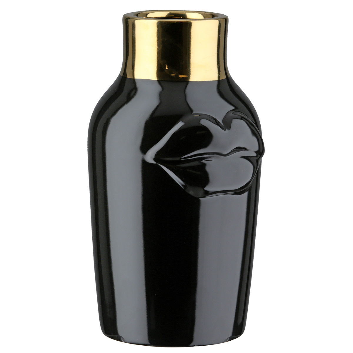 Mouth Keramische Vaas Zwart/Goud