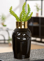 Mouth Keramische Vaas Zwart/Goud