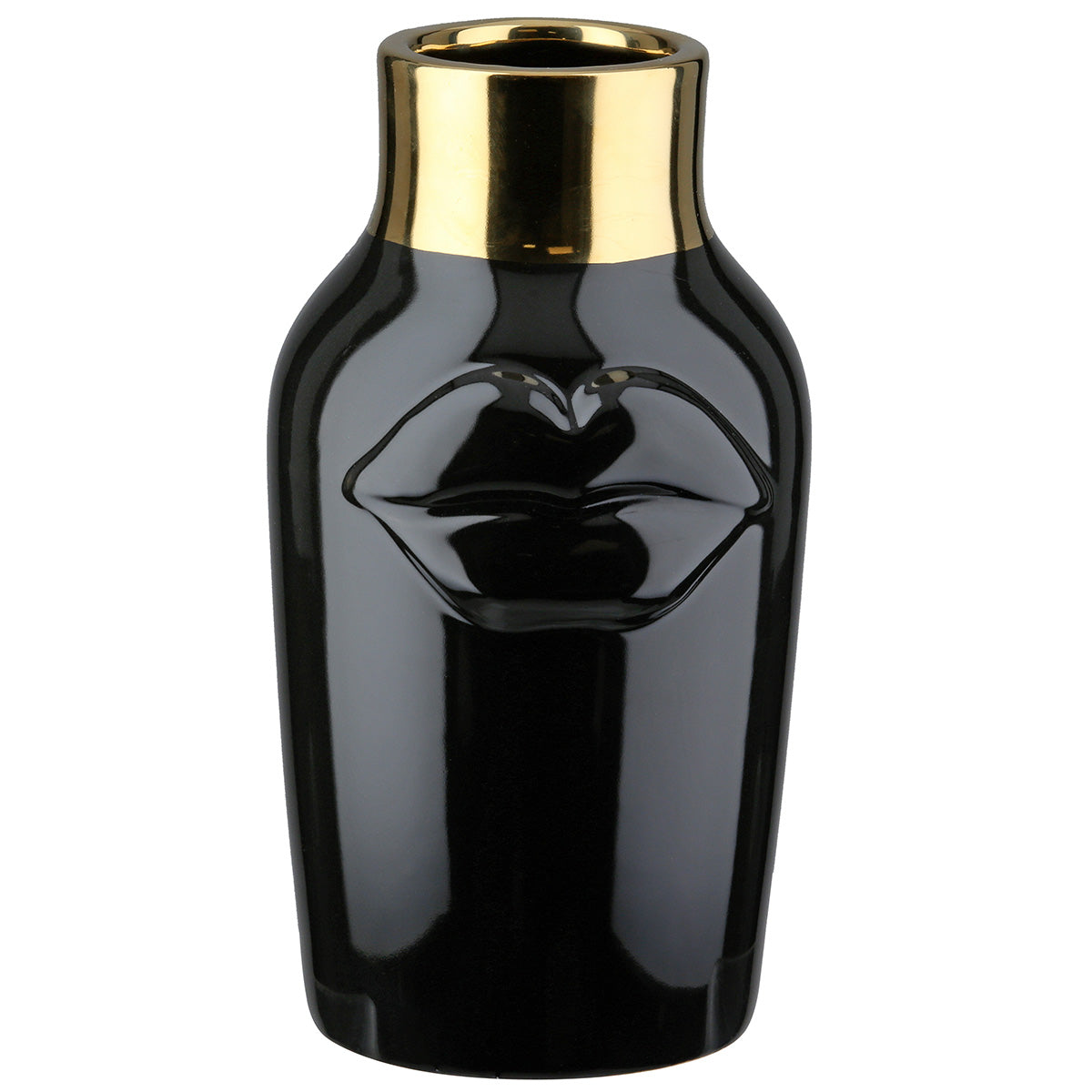 Mouth Keramische Vaas Zwart/Goud