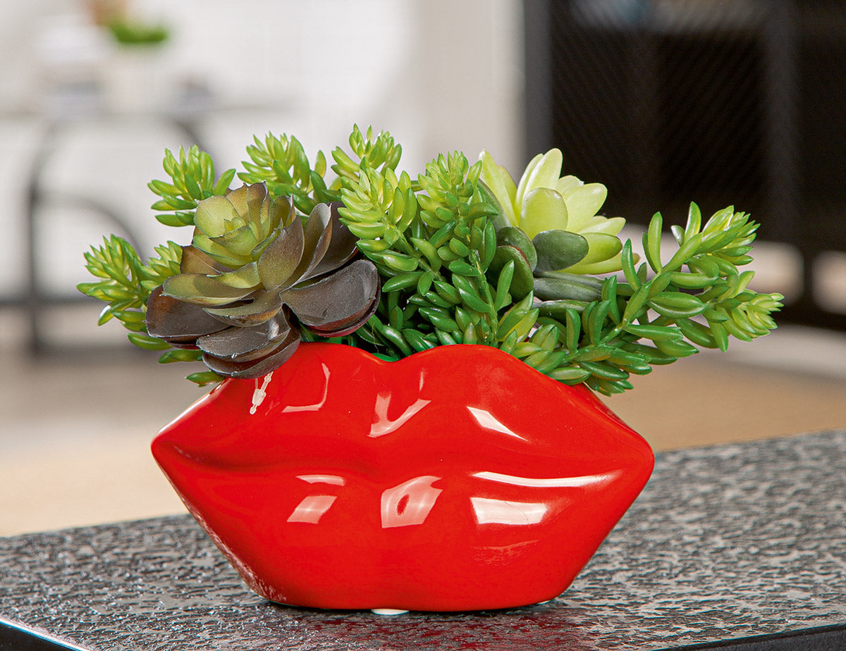 Lips Mondvaas Rood Keramiek 8 cm