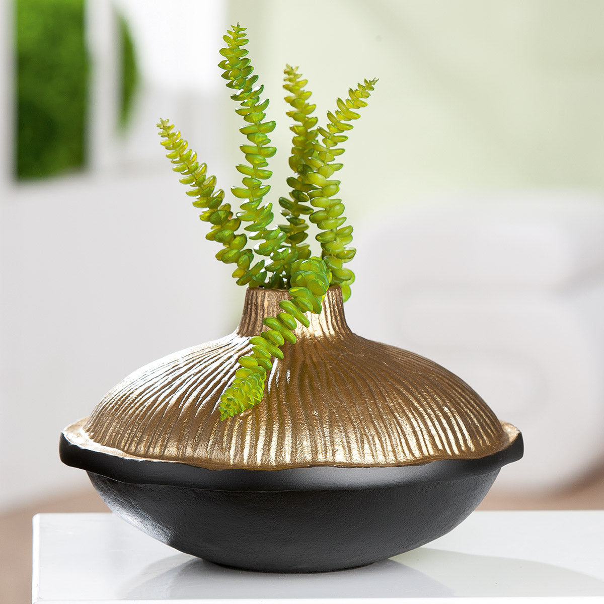 Ronde vaas Prero zwart-goud 24 cm