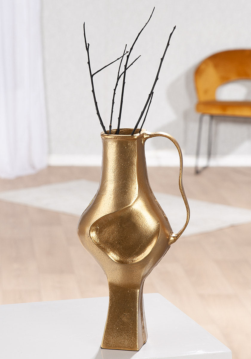 Bolvormige Antigua vaas goud 34 cm