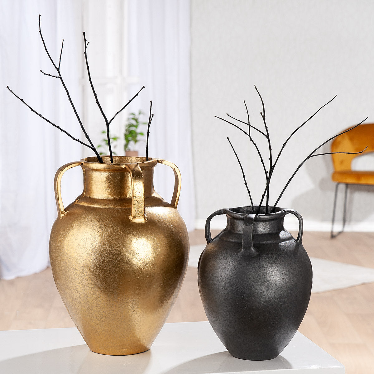 Ronde Antigua vaas goud 33 cm